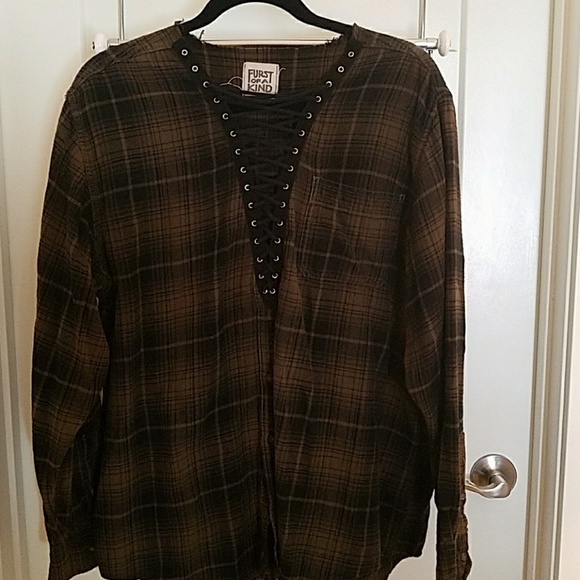 Furst of a Kind Tops - Flannel shirt with cute altered details.